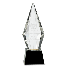 Black 11" Obelisk Facet Crystal on Pedestal Base