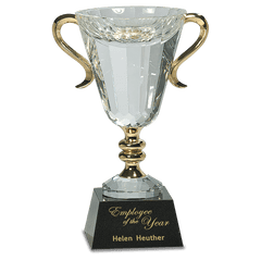 10" Crystal Cup with Gold Handles and Stem