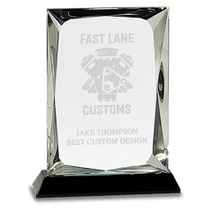 7" Clear Crystal Rectangle on Black Base