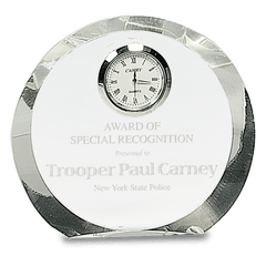 4 1/2" Clear Crystal Round with Clock