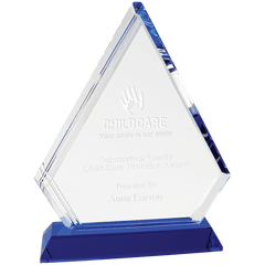 8 3/4" Crystal Diamond on Blue Pedestal Base