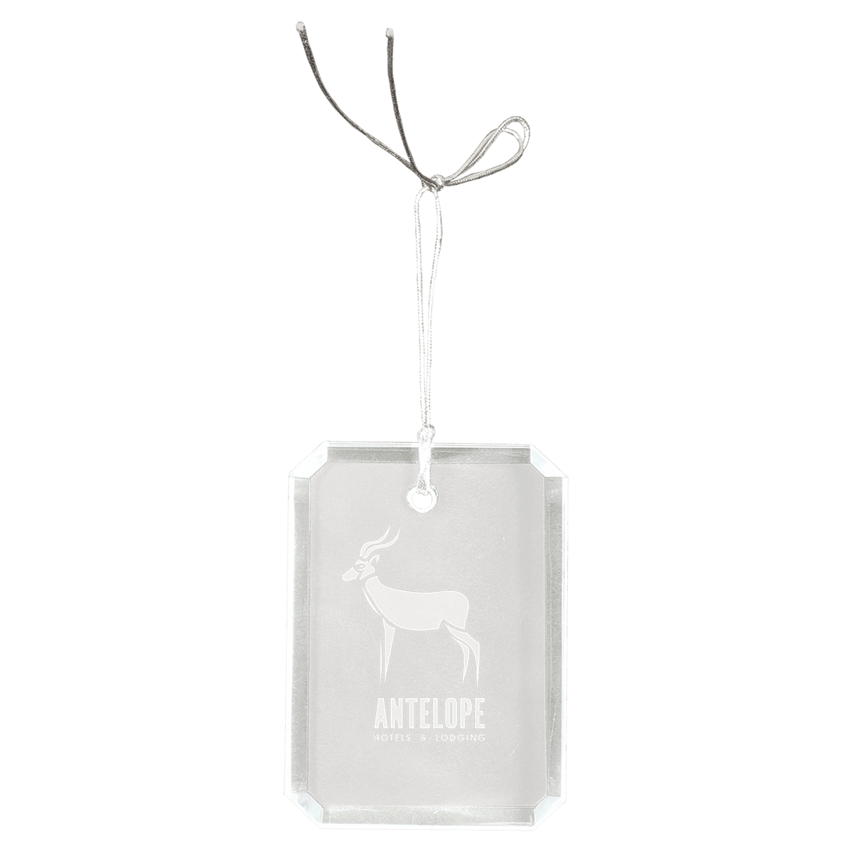 3" Crystal Rectangle Clipped Corner Ornament