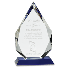 Blue 10" Diamond Crystal on Pedestal Base