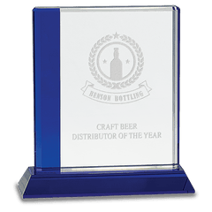 6 1/2" x 7" Blue Edge Crystal on Blue Base