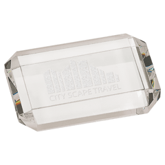 4" x 2 3/4" Crystal Rectangle Paperweight with Clipped Corners