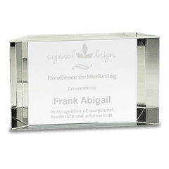 6" x 3 1/2" Clear Crystal Facet Block