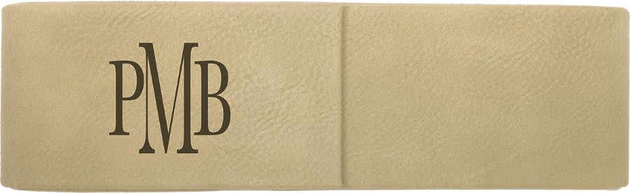 Light Brown 6 1/2" x 2" Laserable Leatherette Double Pen Case