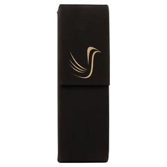 Black/Gold 6 1/2" x 2" Laserable Leatherette Double Pen Case