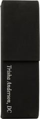 Black/Silver 6 1/2" x 2" Laserable Leatherette Double Pen Case
