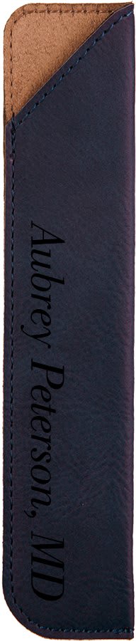Blue/Black 6 1/4" Laserable Leatherette Pen Sleeve
