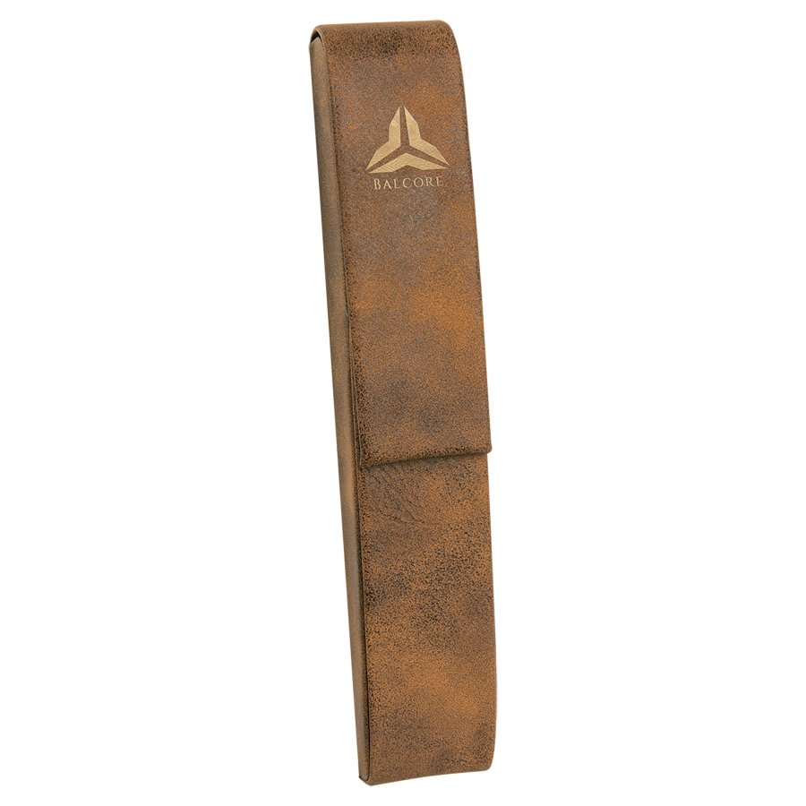Rustic/Gold 6 1/2" x 1" Laserable Leatherette Single Pen Case