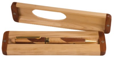 6 3/4" x 1 7/8" Maple/Rosewood Finish Pen Case (Case only, pen not included)