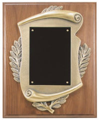 8" x 10" Genuine Walnut Plaque w/ Scroll Frame & plate