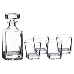 750ml Square Glass Decanter Set with Four DG301 11 oz. Glasses in a Printed Gift Box