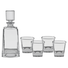 750ML 12" Tequila Decanter Set with Four 8 oz. Glasses in a Black Gift Box with Printed Paper Sleeve