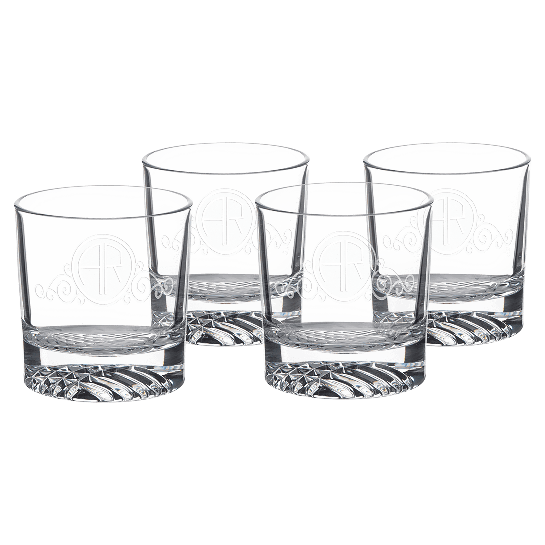 9 oz. Round Rocks Glass  (Same Glass as the DCS401 Decanter Set) Sold in   Sets of 4, 6 Sets Per Case (Comes in a Black Printed Gift Box)