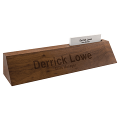 10" Genuine Walnut Desk Wedge with Business Card Holder