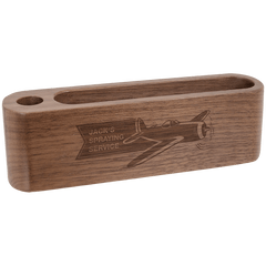 5 1/4" Walnut Business Card and Pen Holder