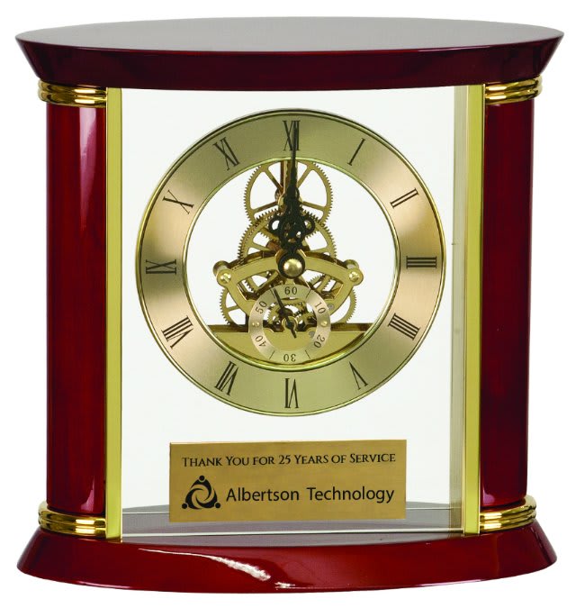 Gold 7 3/4" Executive & Rosewood Piano Finish Clock