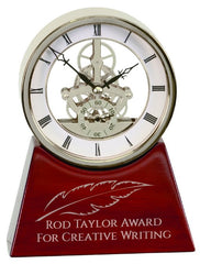Silver 7 1/4" Executive & Rosewood Piano Finish Clock