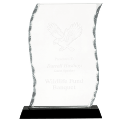 8 1/4" Scroll Facet Glass on Black Base