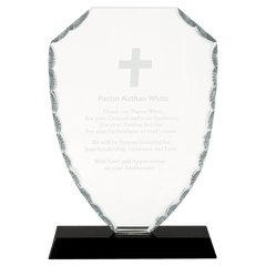 8 1/4" Shield Facet Glass on Black Base