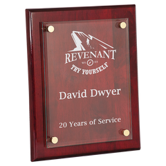 Rosewood 10 1/2" x 13" Piano Finish Floating Glass Plaque