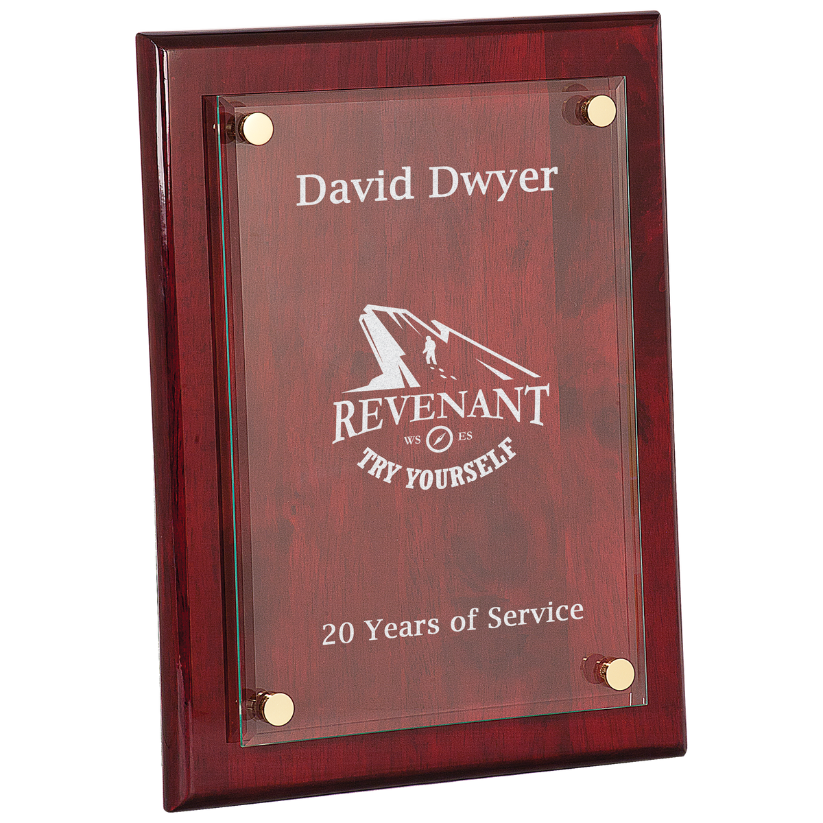 Rosewood 9" x 12" Piano Finish Floating Glass Plaque