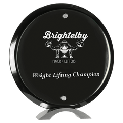 10" Round Black Piano Finish Floating Acrylic Standup