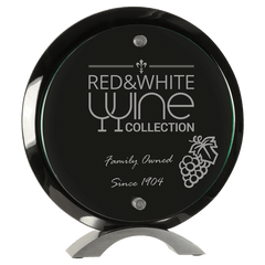 8 1/2" Round Black Piano Finish Floating Acrylic Standup