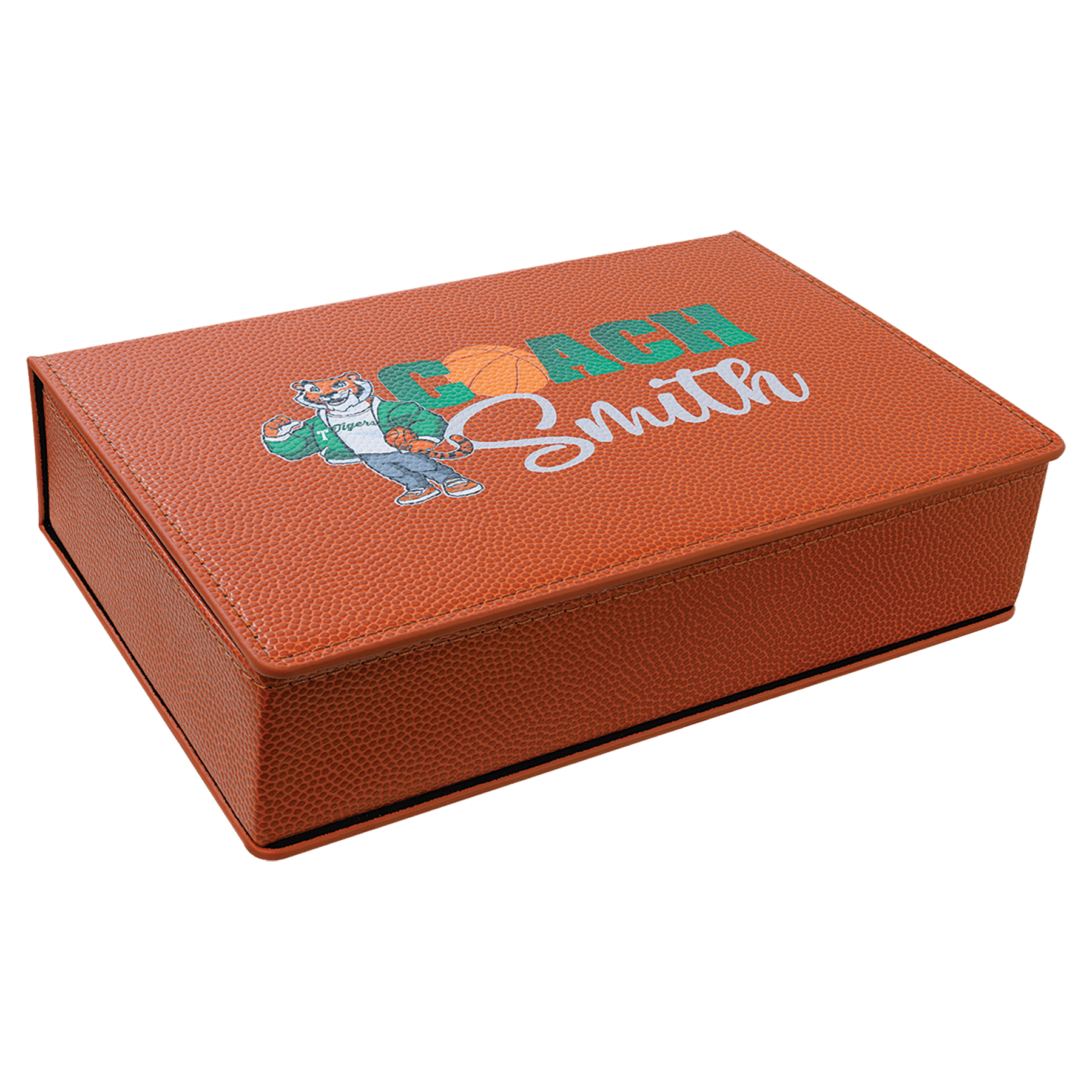 Basketball 6 oz. Laserable Leatherette Flask Gift Set