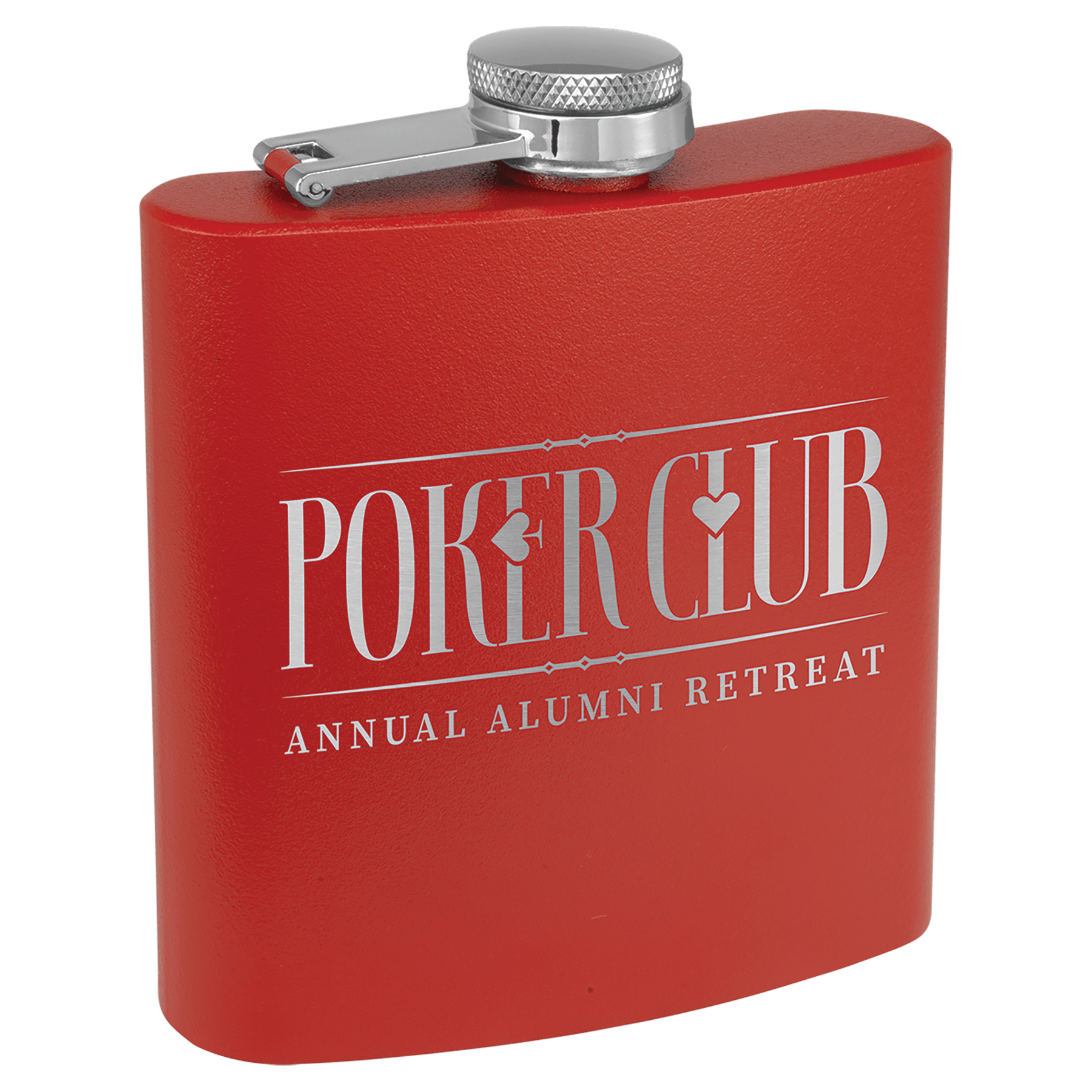 Red 6 oz. Matte Powder Coated Laserable Stainless Steel Flask