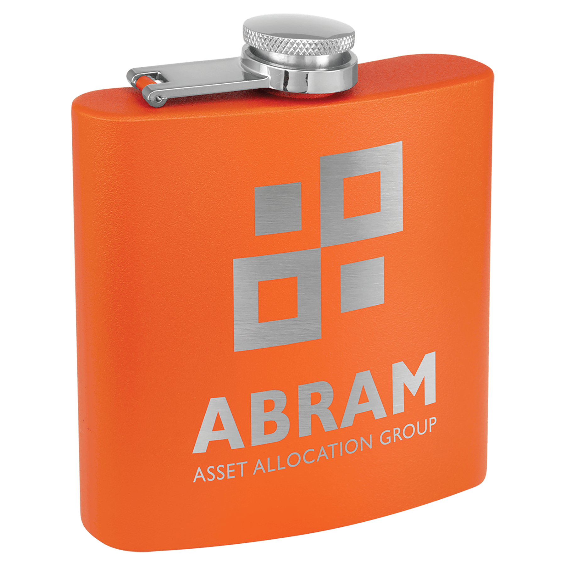 Matte Orange Powder Coated Laserable Stainless Steel 6 oz. Flask
