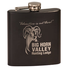 Black 6 oz. Matte Laserable Stainless Steel Flask