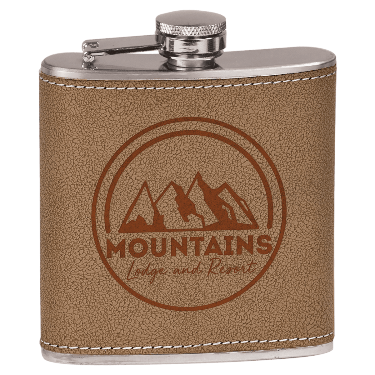6 oz. Leather Laserable Stainless Steel Flask