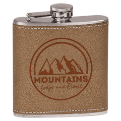 6 oz. Leather Laserable Stainless Steel Flask