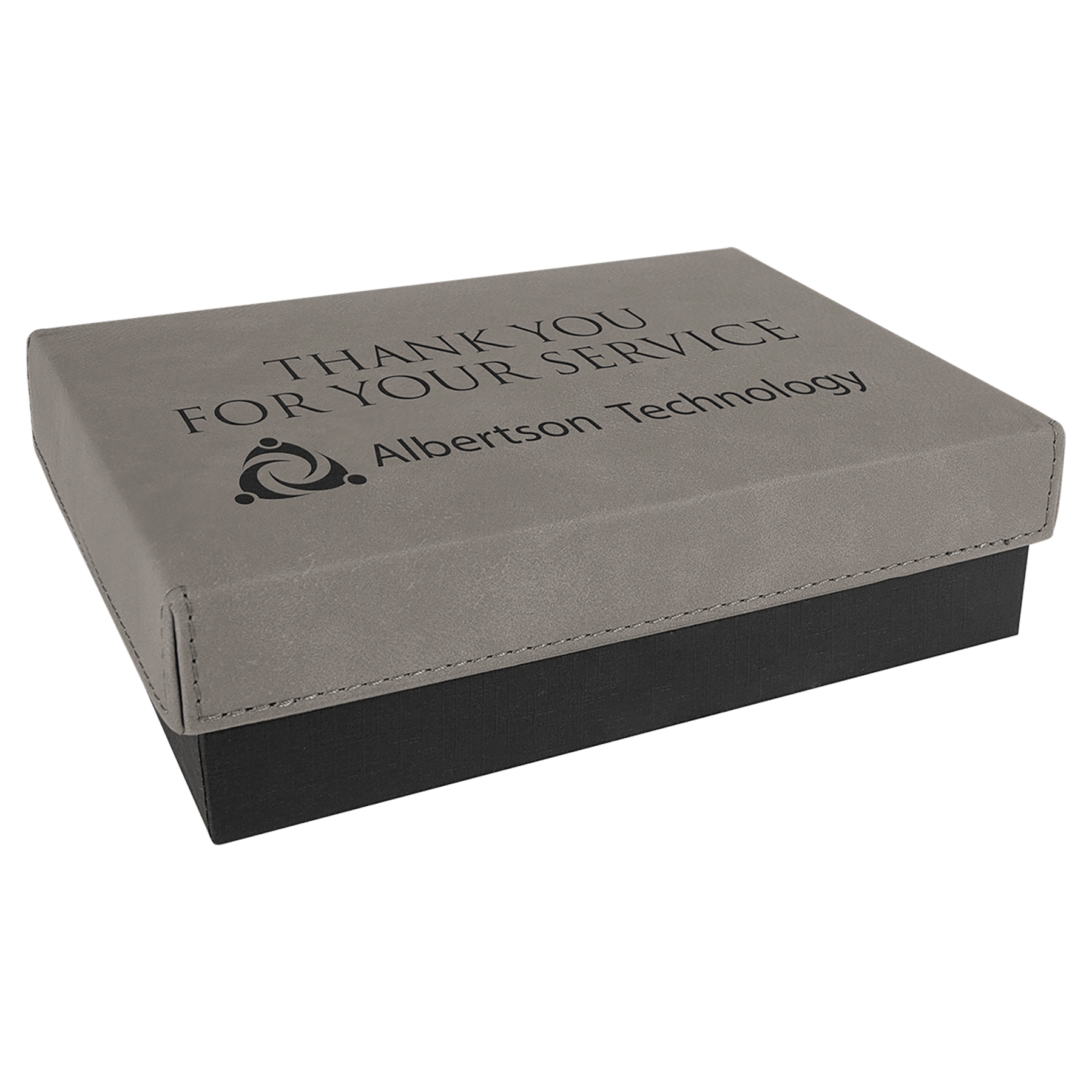Gray 7 3/8" x 5 3/4" Gift Box with Laserable Leatherette Lid