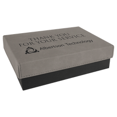 Gray 7 3/8" x 5 3/4" Gift Box with Laserable Leatherette Lid