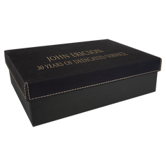 Black/Gold 9 7/8" x 7 1/8" Gift Box with Laserable Leatherette Lid