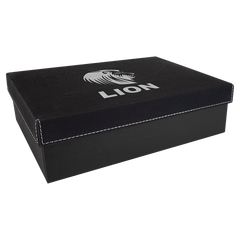 9 7/8 x 7 1/8" Black/Silver Gift Box with Laserable Leatherette Lid