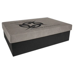 Gray 11 3/4" x 7 3/4" Gift Box with Laserable Leatherette Lid