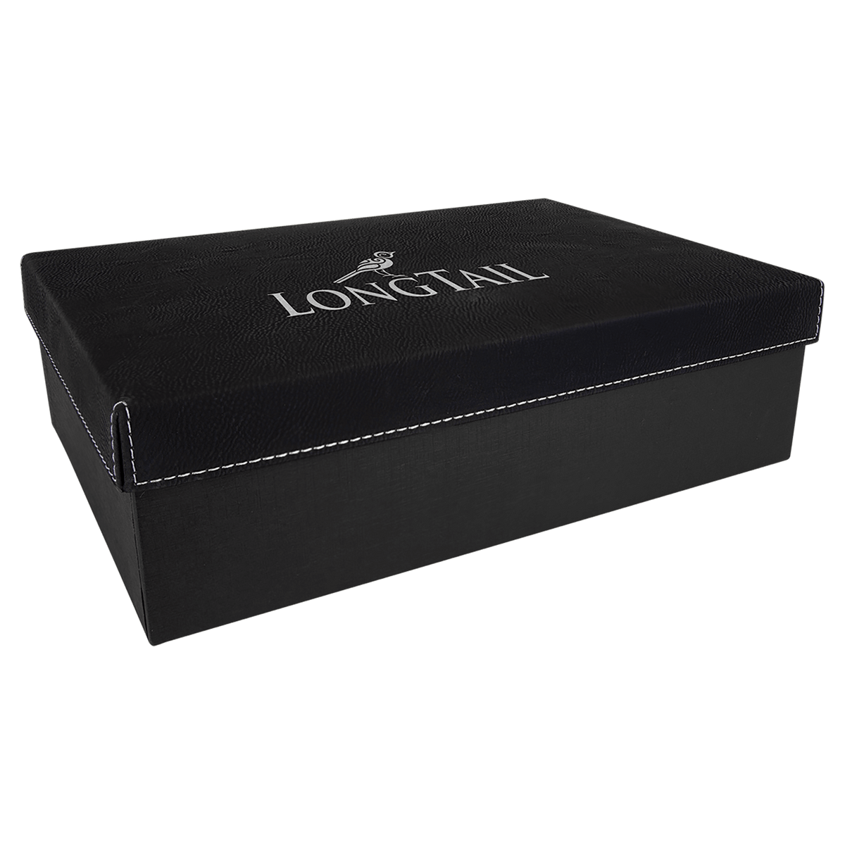 Black/Silver 11 3/4" x 7 3/4" Gift Box with Laserable Leatherette Lid