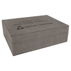 Gray 8" x 6 3/8" Laserable Leatherette Premium Gift Box