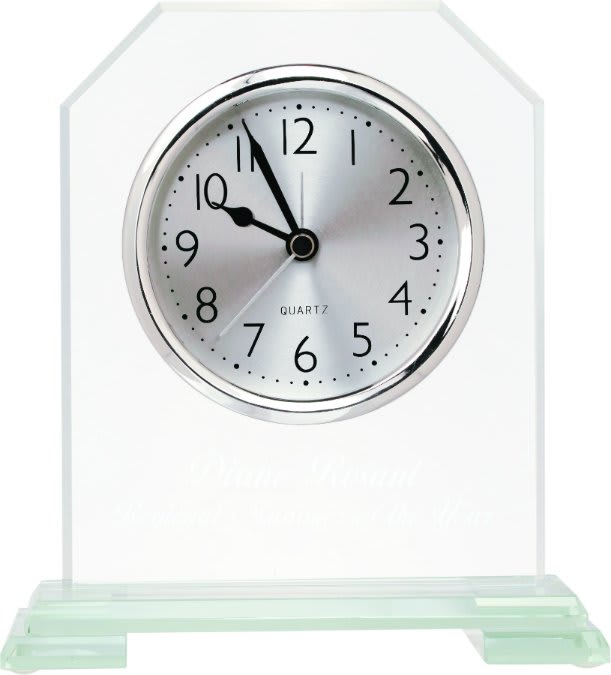 6 1/2" Clipped Corner Glass Clock