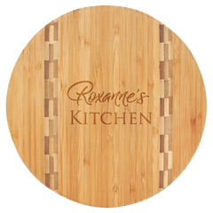 9 3/4" Round Bamboo Cutting Board with Butcher Block Inlay