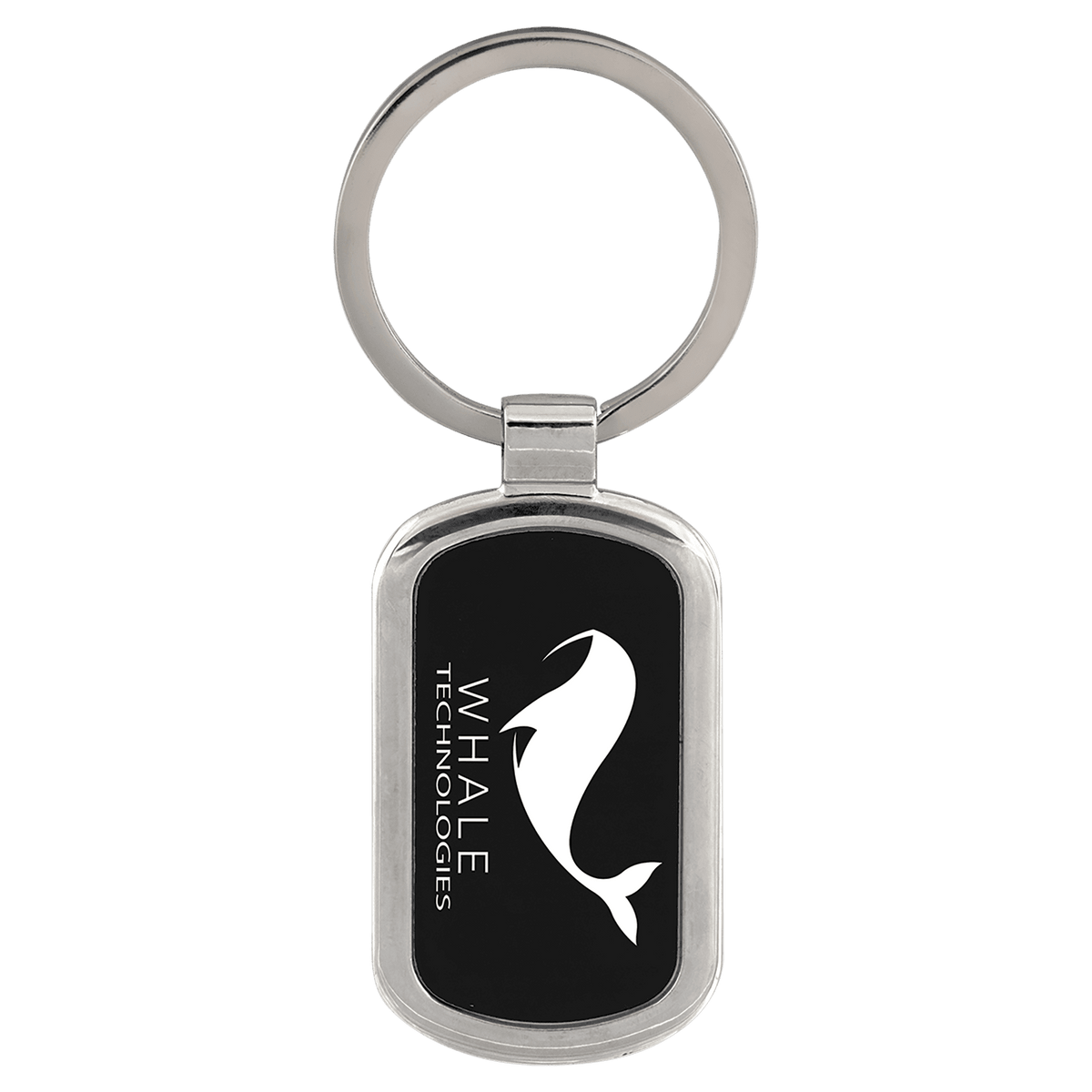 Black 1 1/8" x 1 7/8" Laserable Rectangle Keychain