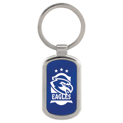 Blue 1 1/8" x 1 7/8" Laserable Rectangle Keychain