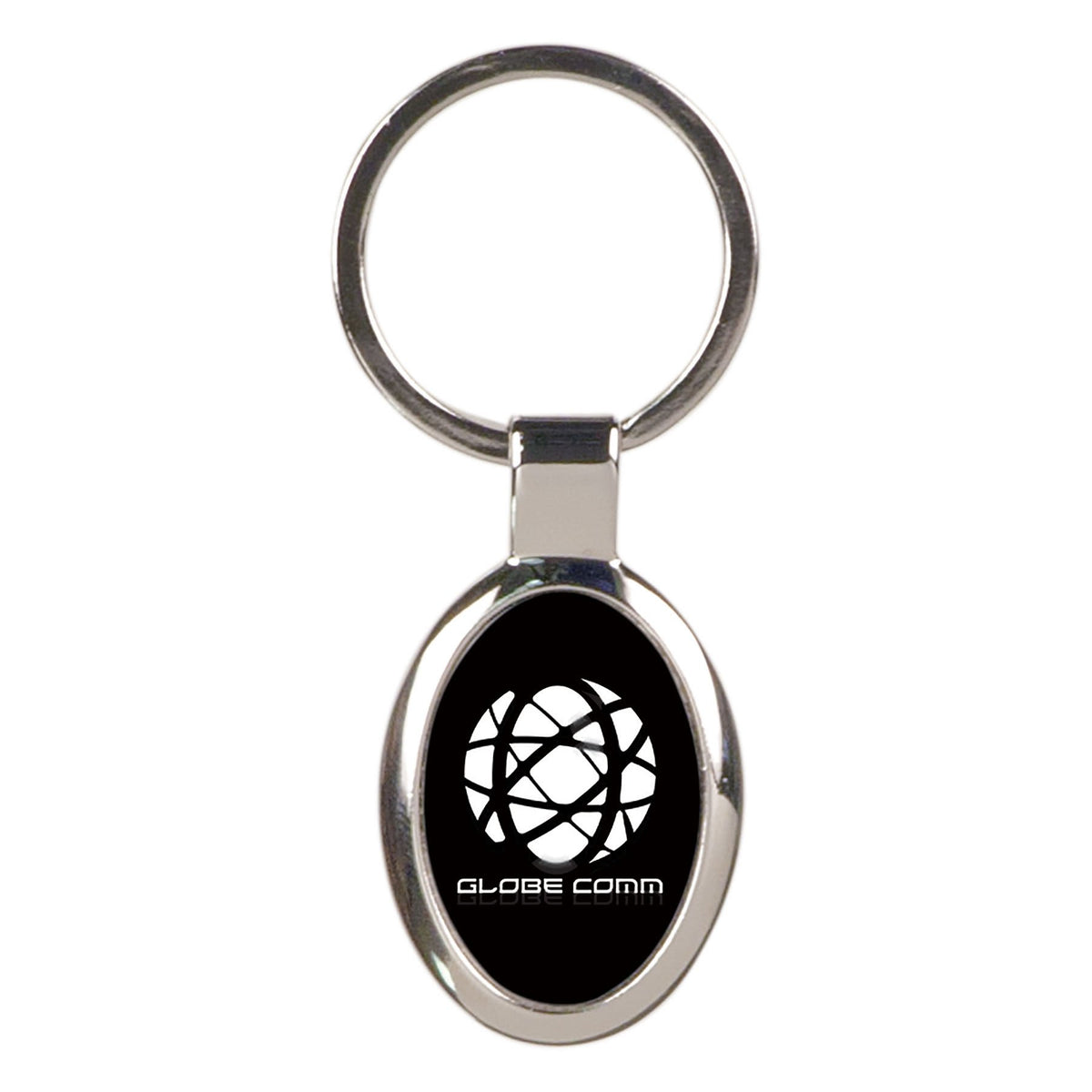 Black 1 1/8" x 1 5/8" Laserable Oval Keychain