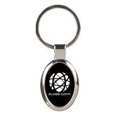 Black 1 1/8" x 1 5/8" Laserable Oval Keychain