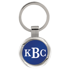 3" Blue Laserable Round Keychain